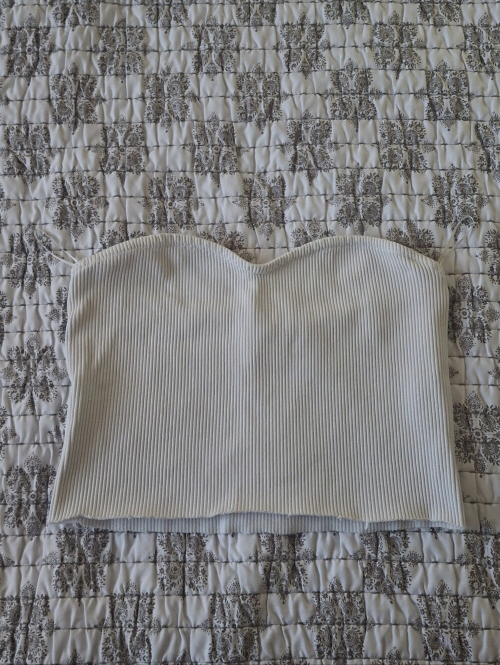 Dynamite Cream Ribbed Strapless Tube Top